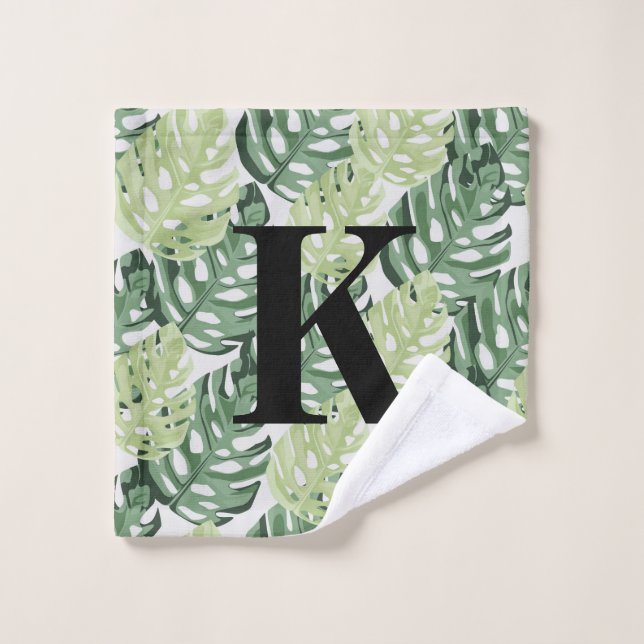 Tropical Green Jungle Monstera Feuille Motif (Gant de toilette)
