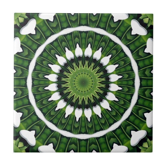 Tropical Green Mandala Fliese (Vorderseite)