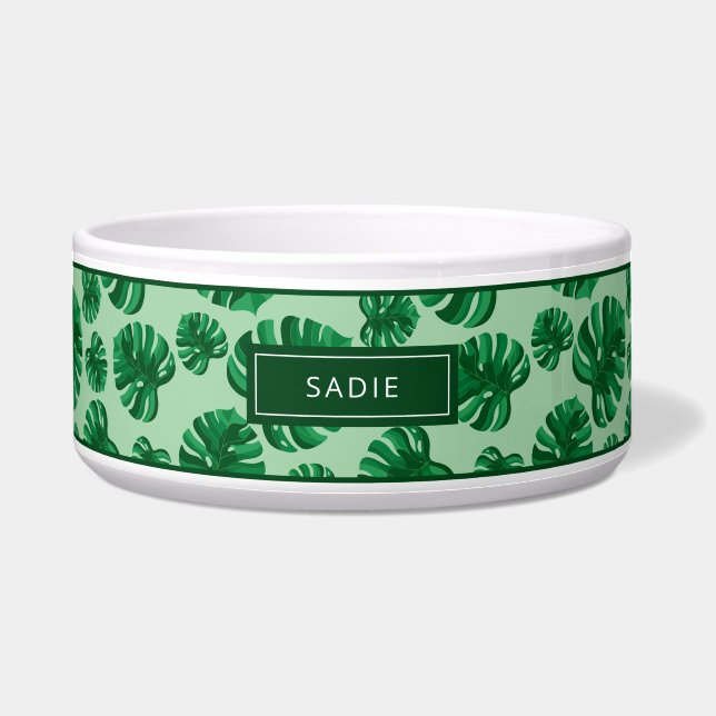 Tropical Green Monstera Palm Blätter & Individuell Napf (Vorderseite)