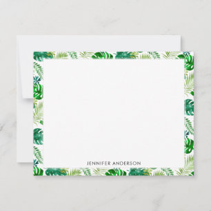 Tropical Green Monstera Palm Blätter Safari Dschun Mitteilungskarte