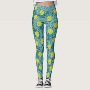 Tropical Green Palm Blätter Buntes Pickleball Leggings