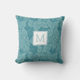 Tropical Green Palm Blätter Ferns Custom Monogram Kissen