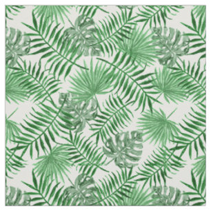 Tropical Green Palm Blätter Sommermuster Stoff