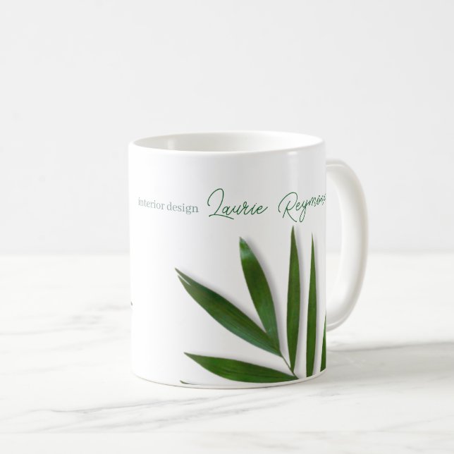 Tropical Green Palm Blätter Tasse mit Namen (VorderseiteRechts)
