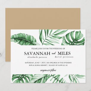 Tropical Green Palm Leaf Faire-part de mariage fro
