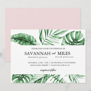 Tropical Green Palm Leaf Faire-part de mariage fro