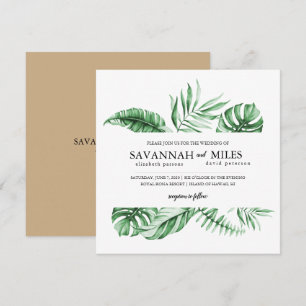 Tropical Green Palm Leaf Faire-part de mariage fro