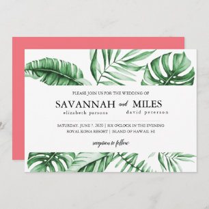 Tropical Green Palm Leaf Faire-part de mariage fro