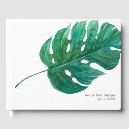 Tropical Green Palm Leaf Hawaiian Summer Wedding Gästebuch