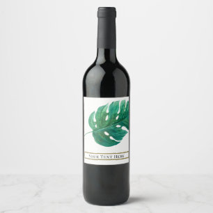 Tropical Green Palm Leaf Hawaiian Summer Wedding Weinetikett