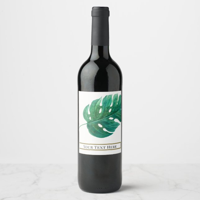 Tropical Green Palm Leaf Hawaiian Summer Wedding Weinetikett (Vorderseite)