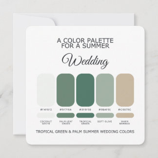 Tropical Green Palm Summer Wedding Palette Card Einladung