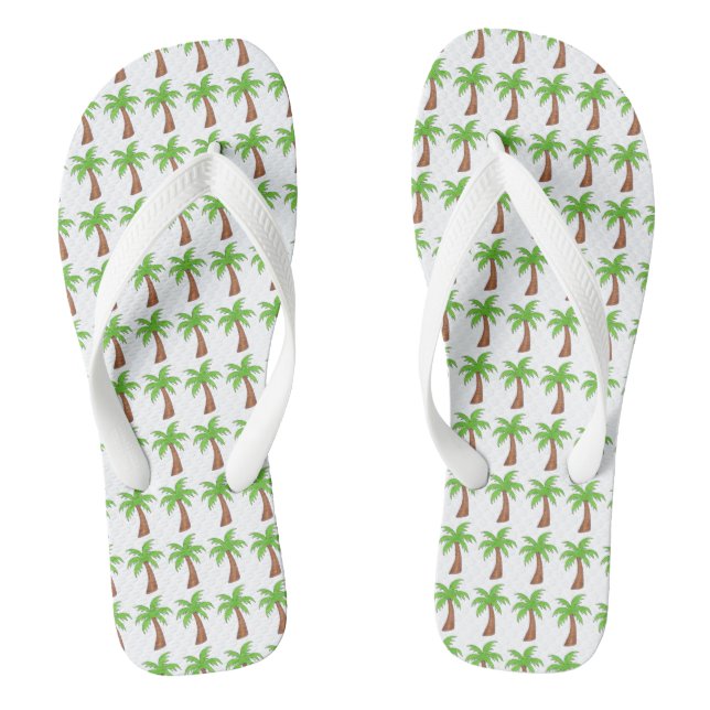 Tropical Green Palm Tree Beach Ferieninsel Flip Flops (Fußbett)