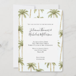 Tropical Green Palm Trees Wedding Einladung