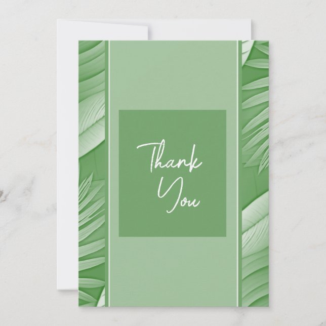 Tropical Green Theme Wedding Danke Karte (Vorderseite)