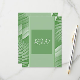 Tropical Green Theme Wedding RSVP Response Card Karte