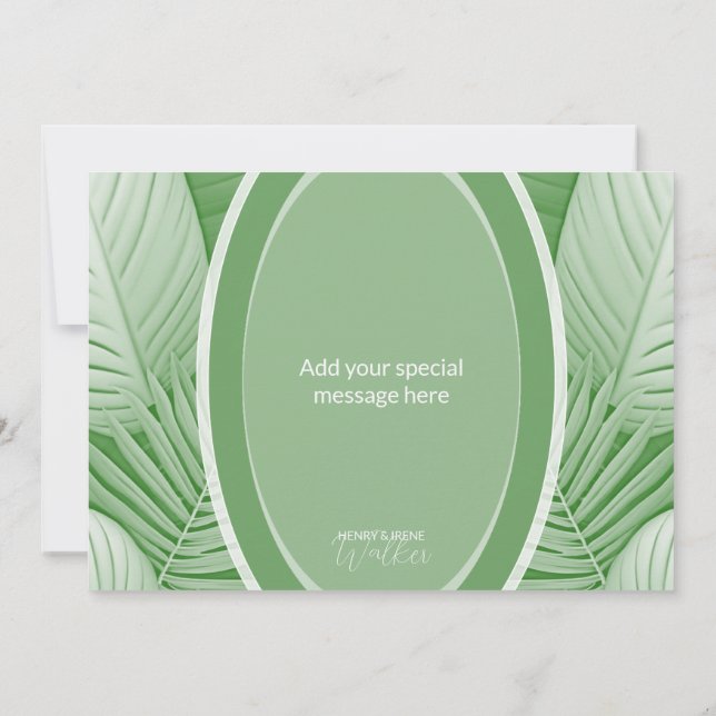Tropical Green Wedding Dankeschön Card Dankeskarte (Rückseite)