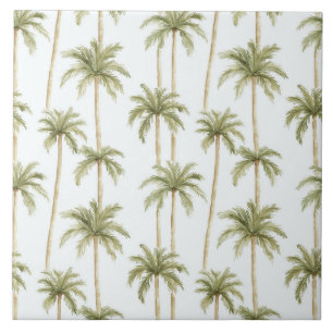 Tropical Green White Palm Trees Fliese