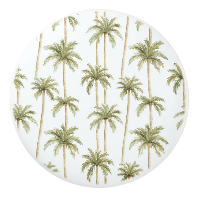 Tropical Green White Palm Trees Keramikknauf (Vorderseite)