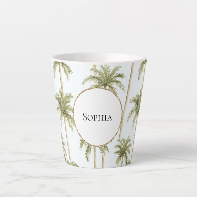 Tropical Green White Palm Trees Milchtasse (Vorderseite)