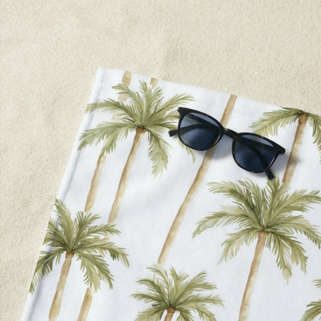 Tropical Green White Palm Trees Strandtuch (Beispiel)