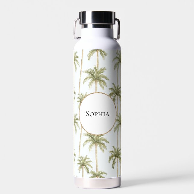 Tropical Green White Palm Trees Trinkflasche (Vorne)