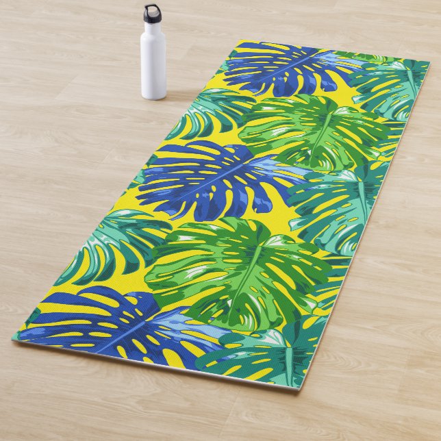 Tropical Green Yellow Monstera Dschungel Blätter Yogamatte (Beispiel)