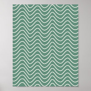 Tropical Green Zickzack Pattern Minimal Zigzag Poster