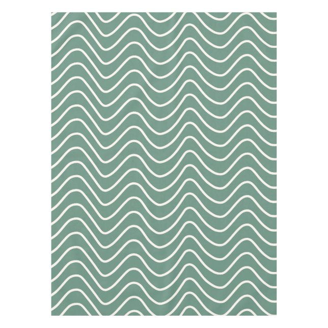 Tropical Green Zickzack Pattern Minimal Zigzag Tischdecke (Vorderseite)
