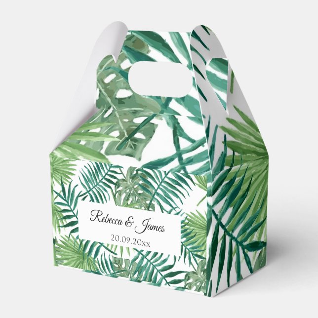 Tropical Greenery Beach Hochzeit in Urlaubsort Geschenkschachtel (Vorderseite)