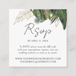 Tropical Greenery Botanical QR Code Wedding RSVP Begleitkarte