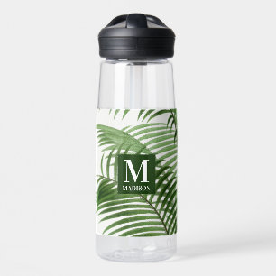 Tropical Greenery Palm Tree Mit Monogramm Trinkflasche