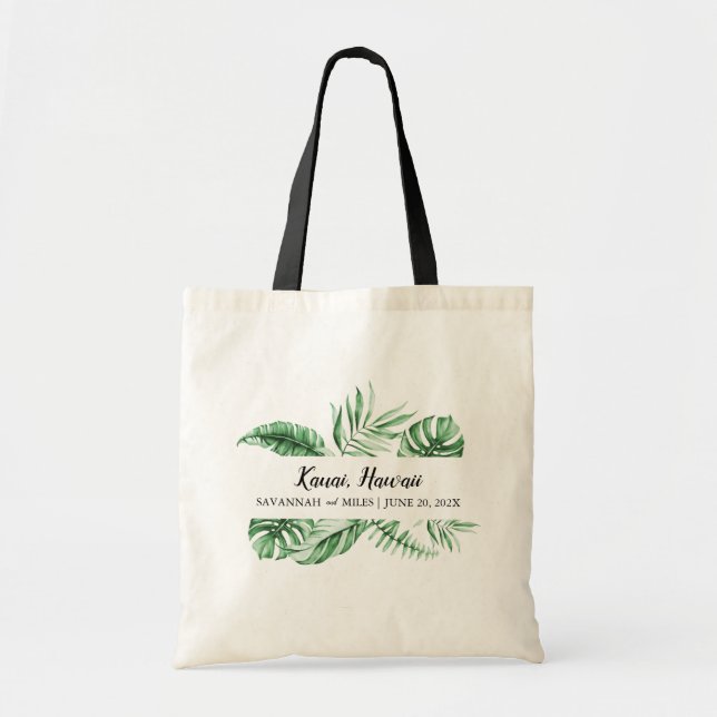 Tropical Greenery Palm Zielort Willkommensbeutel Tragetasche (Vorne)
