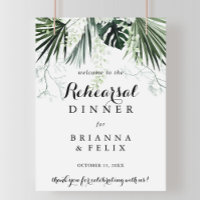 Tropical Greenery Probe Dinner Willkommenszeichen