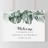 Tropical Greenery White Engagement Party Willkomme