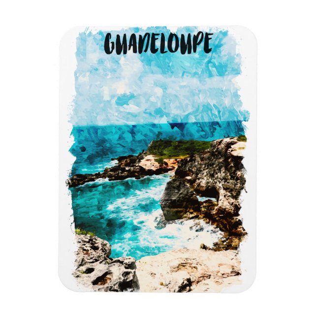 Tropical Guadeloupe Caribbean Island Wasserfarbe Magnet (Vertikal)