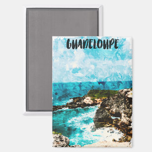 Tropical Guadeloupe Caribbean Island Wasserfarbe Magnet