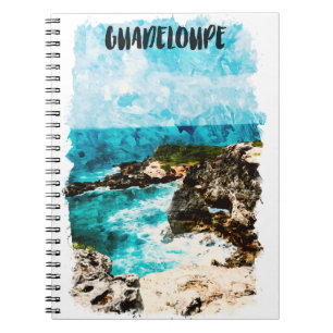 Tropical Guadeloupe Caribbean Island Wasserfarbe Notizblock
