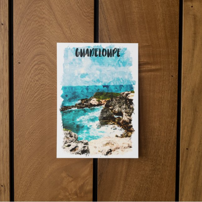 Tropical Guadeloupe Caribbean Island Wasserfarbe Postkarte (Tropical Guadeloupe Caribbean Island Watercolor Postcard)