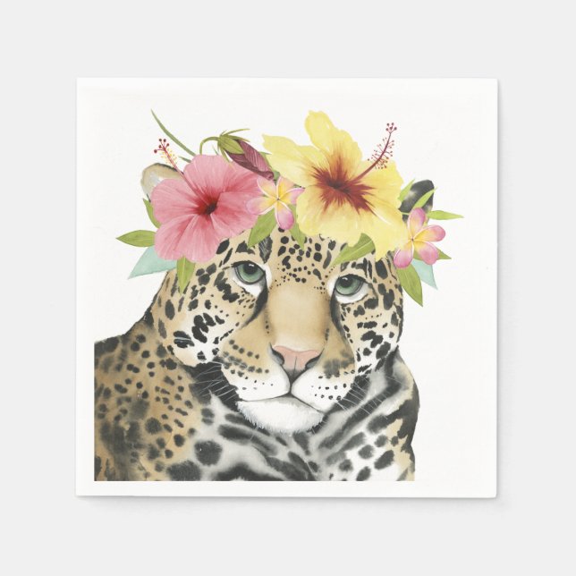 Tropical Halo | Süße Cheetah Serviette (Vorderseite)