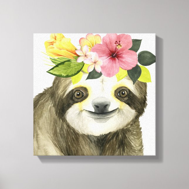 Tropical Halo | Sweet Sloth Leinwanddruck (Vorderseite)