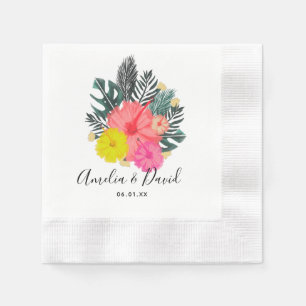 Tropical Hand Drawn Hawaii Script Save the Date Serviette