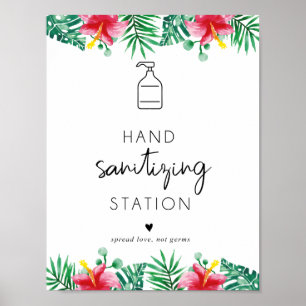 Tropical Hand Sanitization Station Poster