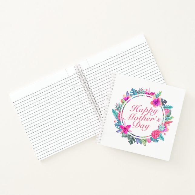 Tropical Happy Mother's Day Floral Frame Notebook Notizbuch (Innenseite)
