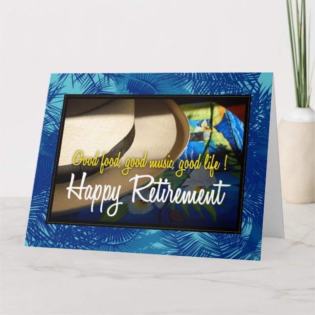 Tropical Happy Retirement in Blue XL Card Karte (Vorderseite)