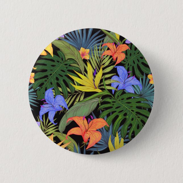 Tropical Hawaii Aloha Blume Graphic Button (Vorderseite)