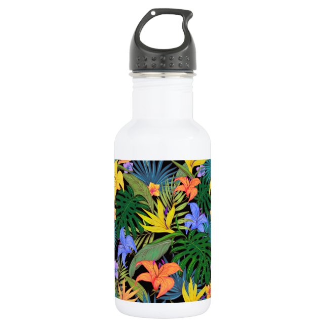 Tropical Hawaii Aloha Blume Graphic Edelstahlflasche (Vorderseite)