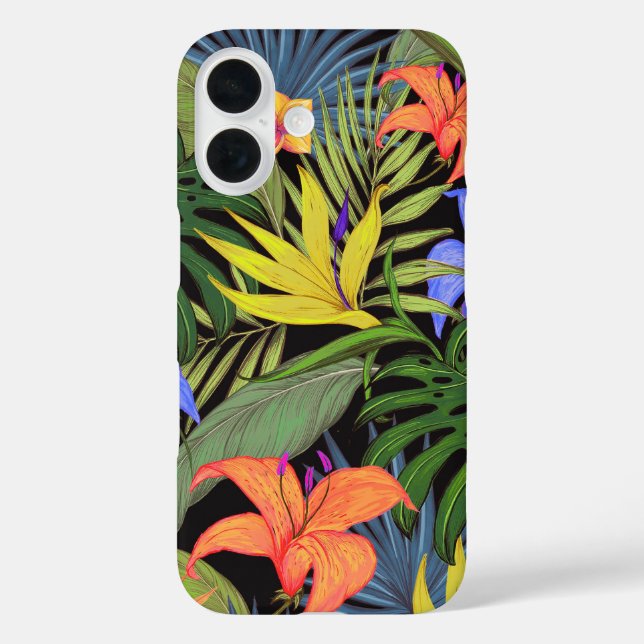 Tropical Hawaii Aloha Blume Graphic iPhone 16 Hülle (Rückseite)