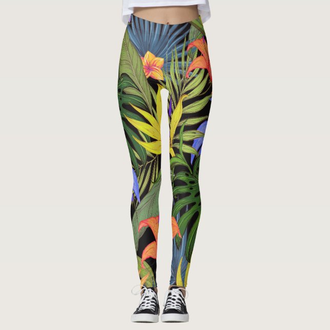 Tropical Hawaii Aloha Blume Graphic Leggings (Vorderseite)