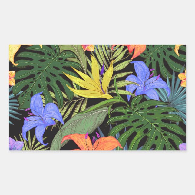 Tropical Hawaii Aloha Blume Graphic Rechteckiger Aufkleber (Vorderseite)